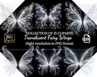 Translucent Fairy Wings Clipart: Fantasy Photo Overlays (PNG Digital Overlays)