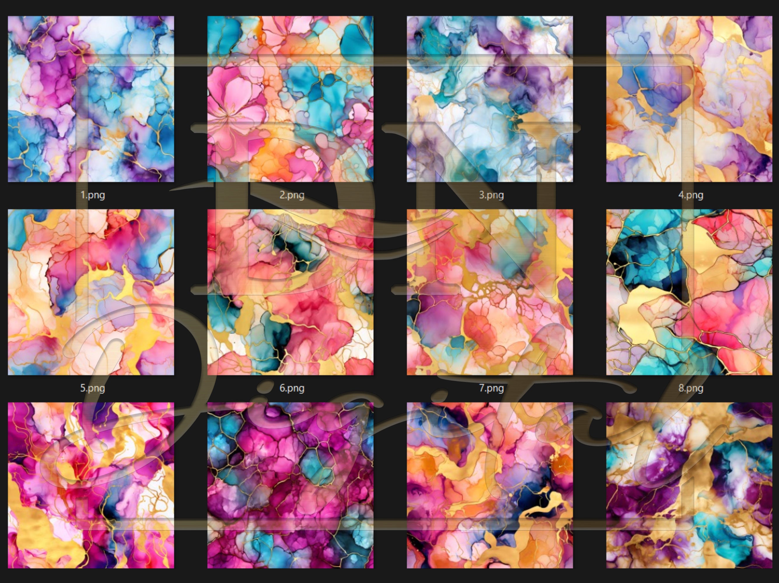 Alcohol Ink With Gold Foil Seamless Digital Patterns Collection ...