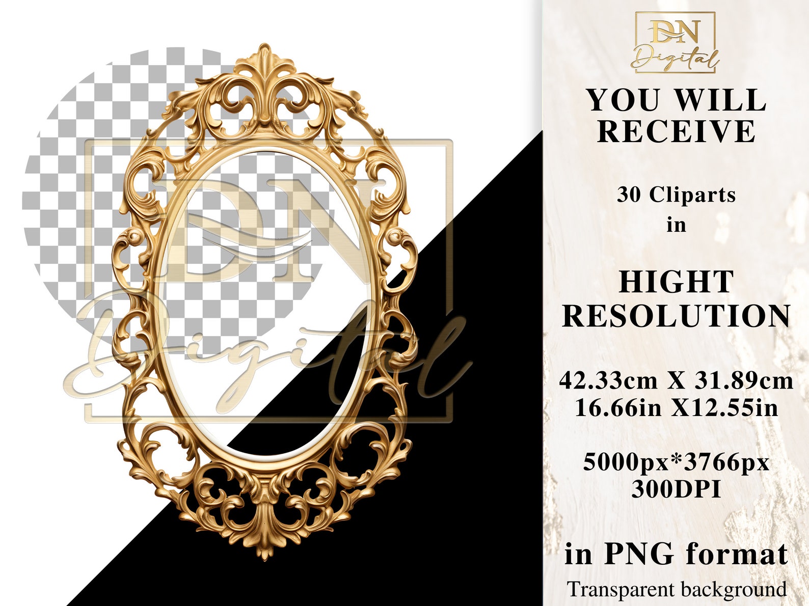 Antique Oval Gold Frames Clipart Collection With Free Commercial ...