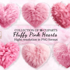 Clipartcollectie pluizige roze harten met gratis commerciële licentie • Delightful Hearts from Haven-illustraties voor grillige ontwerpen