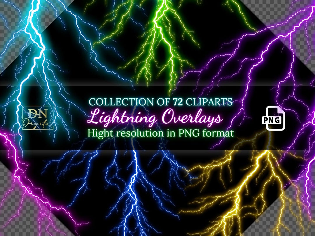 72 Lightning Overlays Clipart Collection • Electrifying Lightning ...