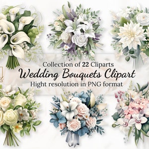 22 Hochzeitssträuße Clipart Sammlung mit kostenloser kommerzieller Lizenz • Blumensträuße Illustration • Hochzeitsblumen