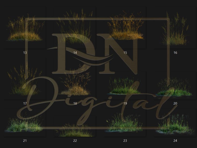 65 Grass Overlays/Clipart Collection • Green & Dry Grass PNG with Transparent Background • Natural Clip Art • Digital Photo Overlays image 5