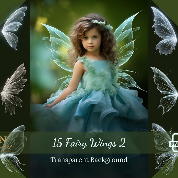 15 Fairy Wings Photo Overlays/Clipart Collection • Photoshop/Canva Overlay •  Magical Fairy Wings Overlay for any photo editor