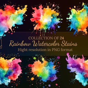Regenbogen Aquarell Flecken Clipart Sammlung mit kostenloser kommerzieller Lizenz • Lebendige Aquarell Flecken für Ihre Kreativen Projekte