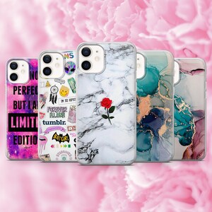 Rainbow marble Phone Case pink Cover for iPhone 13, 12 Pro, XR, Samsung A12, S22, S21, A40, A71, A52, Huawei P40, P50