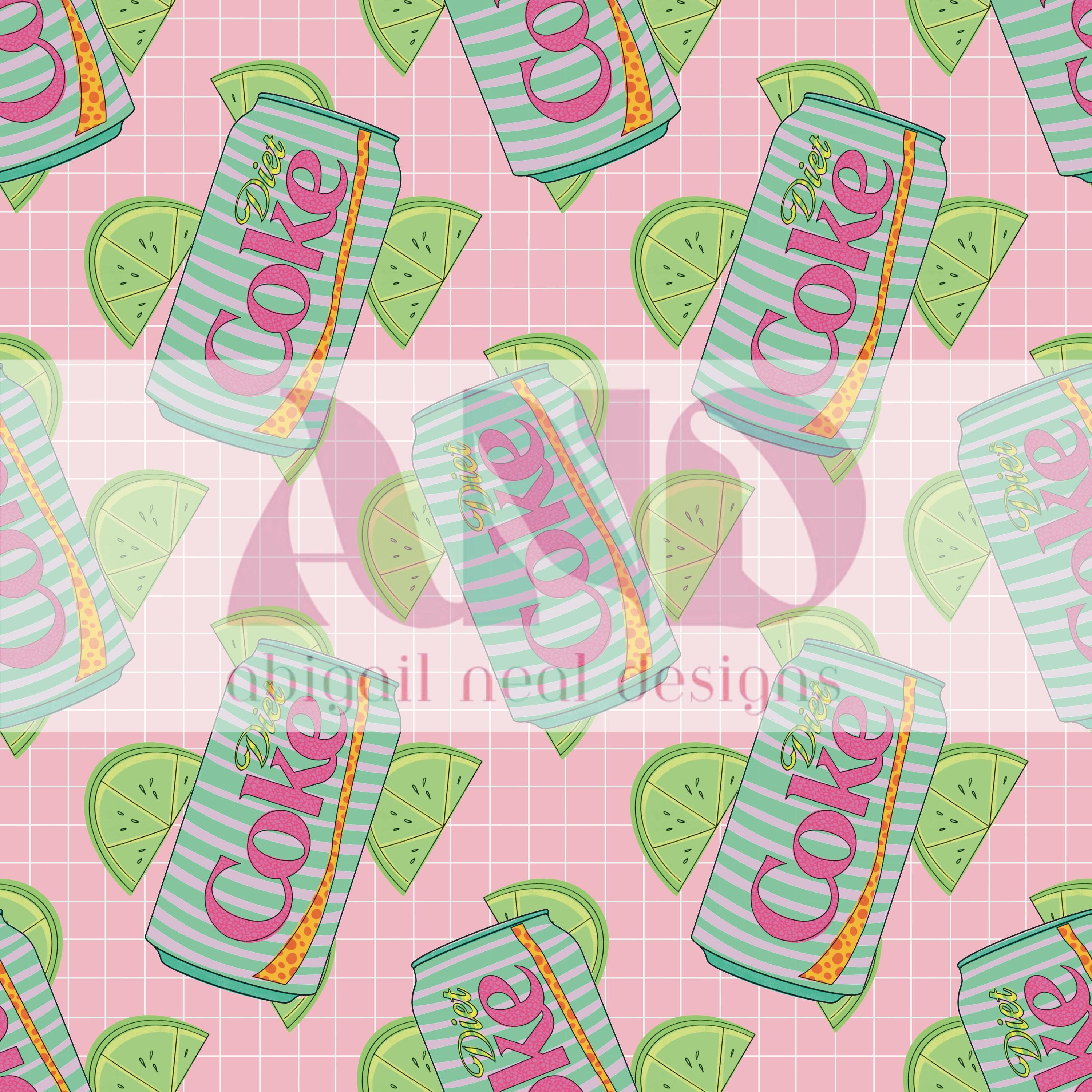Diet Coke Seamless Pattern | Retro Lime & Pink Design (12x12” PNG) - Etsy