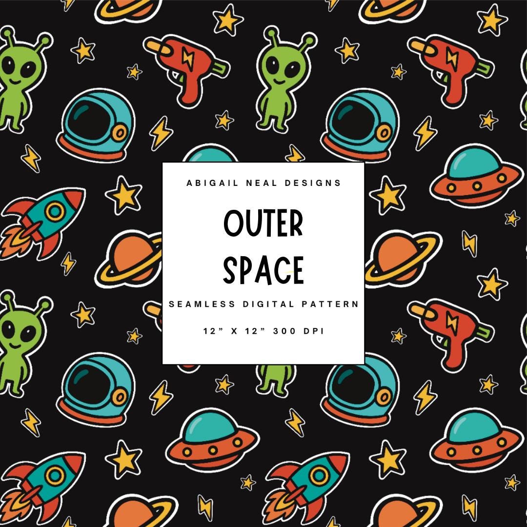 Kids Outer Space Seamless Pattern – Rockets, Planets (digital Download ...