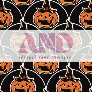 Retro Pumpkin Halloween Seamless Pattern Spooky Cute Trellis Background Digital Download Vintage-Inspired 12X12 300DPI