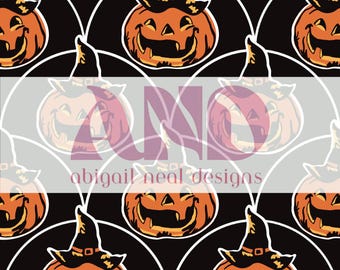 Retro Pumpkin Halloween Seamless Pattern Spooky Cute Trellis Background Digital Download Vintage-Inspired 12X12 300DPI