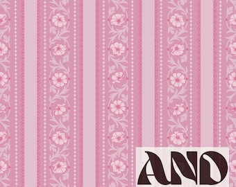 Vintage Pink Floral Stripe Seamless Pattern PNG – Cottagecore Wallpaper Floral Design 12x12" 300 DPI