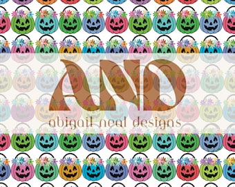 Colorful Halloween Pumpkin Seamless Pattern | Bright Jack-o’-Lantern Digital Paper Cute Halloween Seamless Background | Spooky Fall Clipart