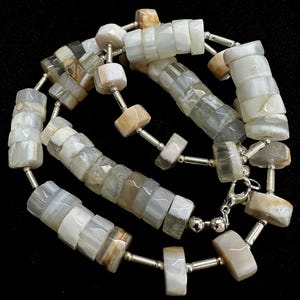 weiss brauner opal scheiben schliff mit metal lock strang 10mm bis 11mm einreihige strang 20 inch ,gewicht 310ct einleinig Facettierte edelstein kette