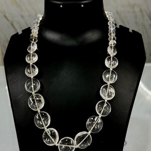ice quartz and crystal quartz coin and rondelle metal lock strand 4mmto 20mm one line strand 20inch weight 330ct one line weight smooth