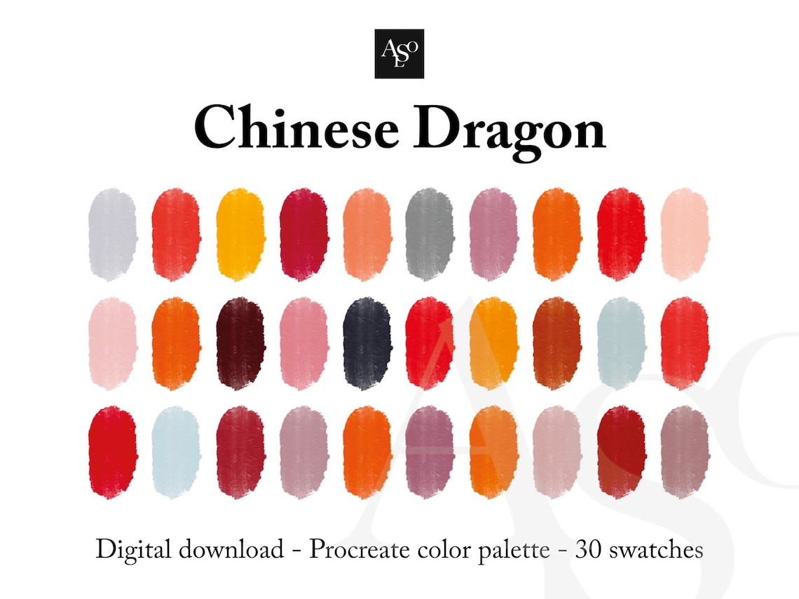 Chinese Dragon Procreate Color Palette Swatches for iPad and Etsy