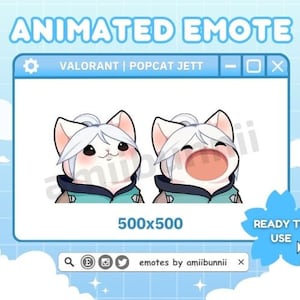 Animated Jett Popcat - Ready To Use - Valorant Twitch/Discord Emote