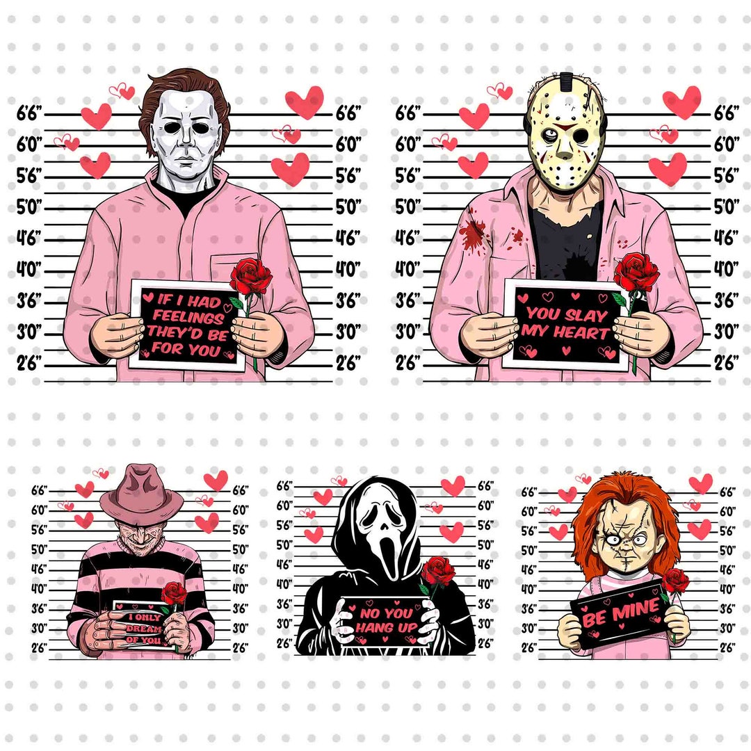 Bundle Valentines Horror Movie Characters PNG, Valentines Killer Love ...