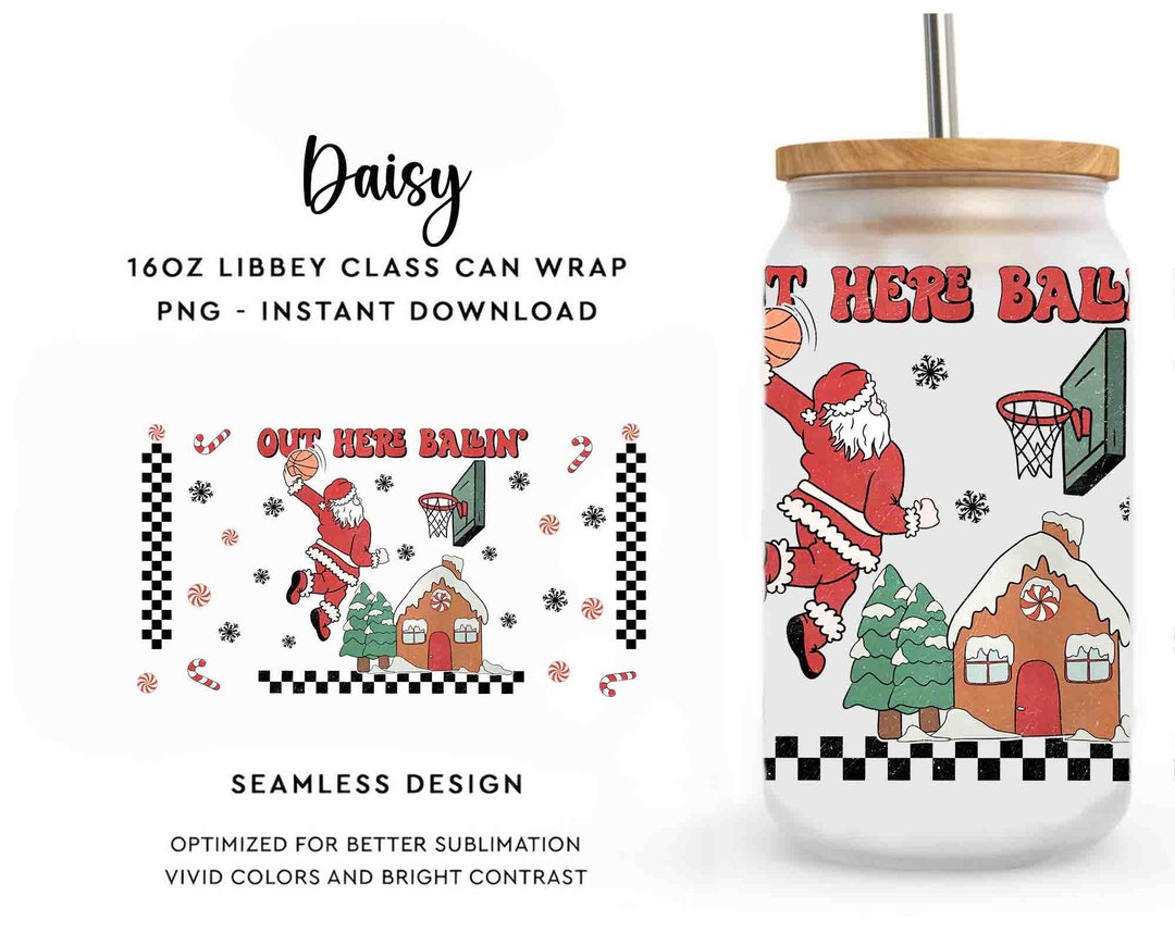 Christmas 16oz Glass Can Wrap PNG Santa Claus Png Christmas - Etsy