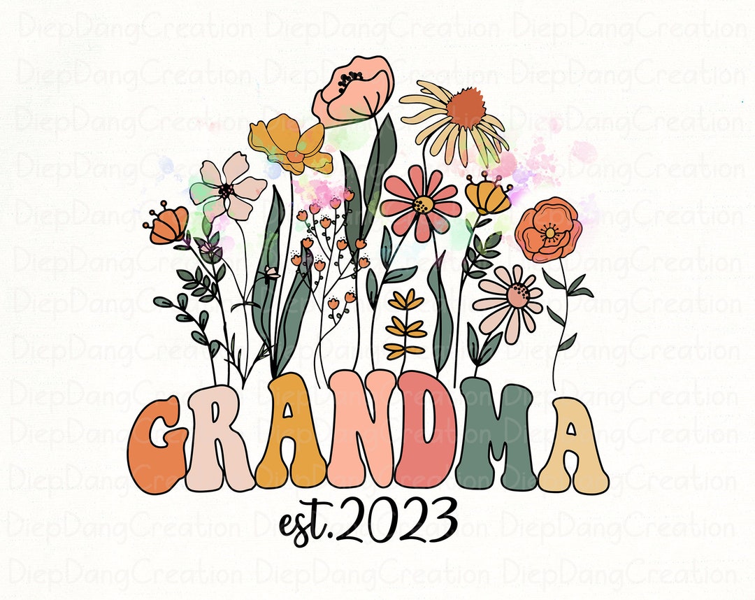 Retro Grandma Floral Est 2023 Png, Grandma Est 2023 Png, Gift for