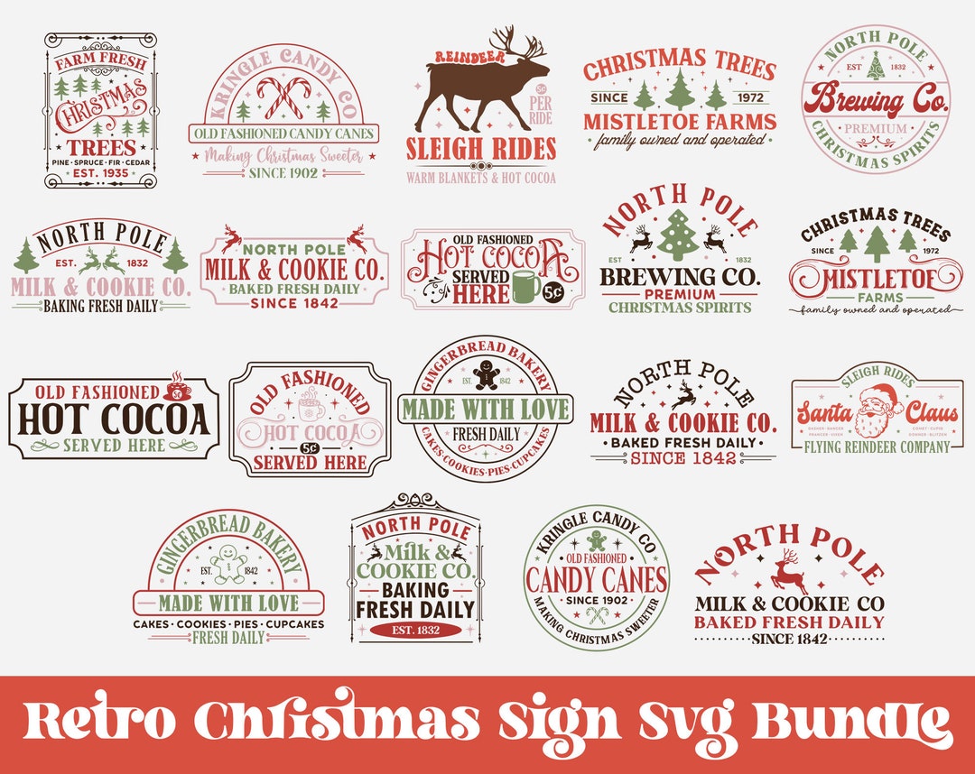 Vintage Christmas Sign Svg Bundle, Christmas Bundle Svg, Farmhouse ...