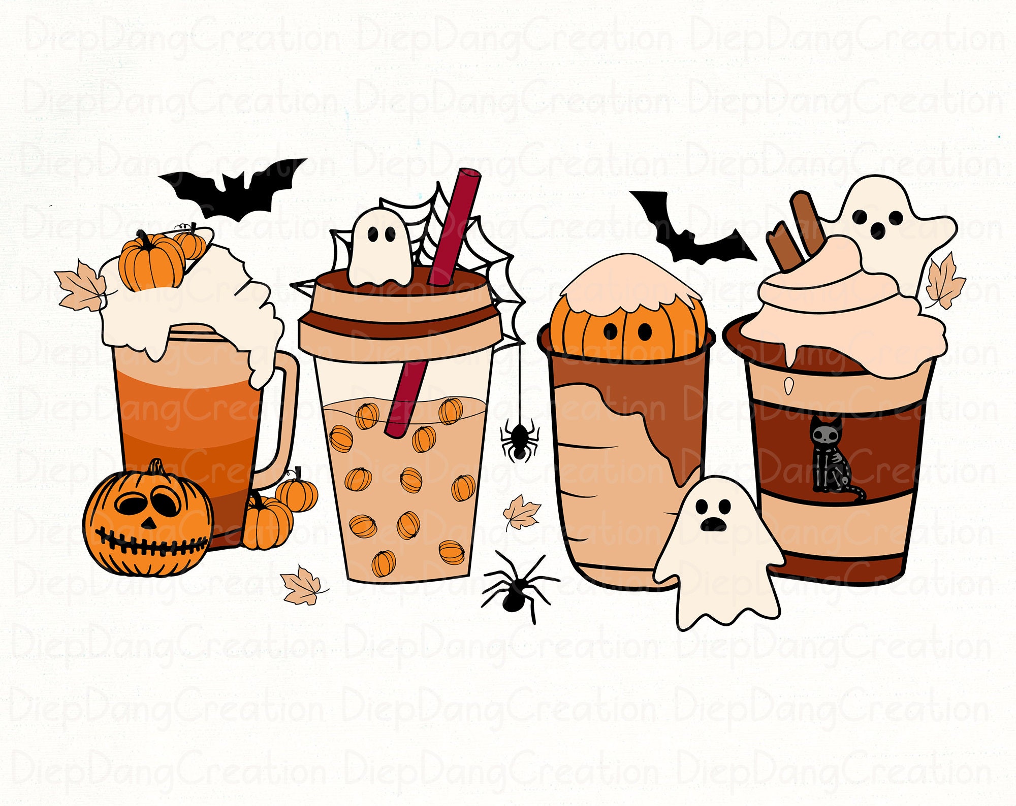 Halloween Coffee Svg Iced Coffee Coffee Latte Halloween Etsy