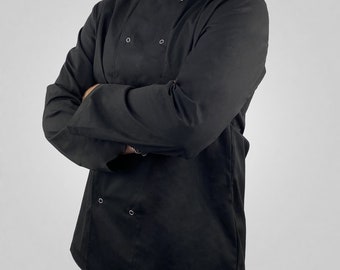 Personalised Black Long Sleeve Chef Jacket - Embroidery
