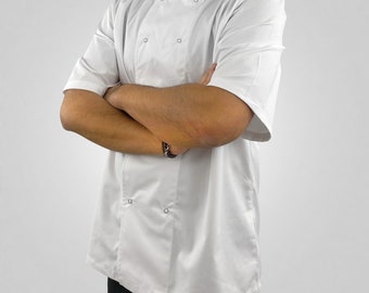 Personalised White Short Sleeve Chef Jacket - Embroidery