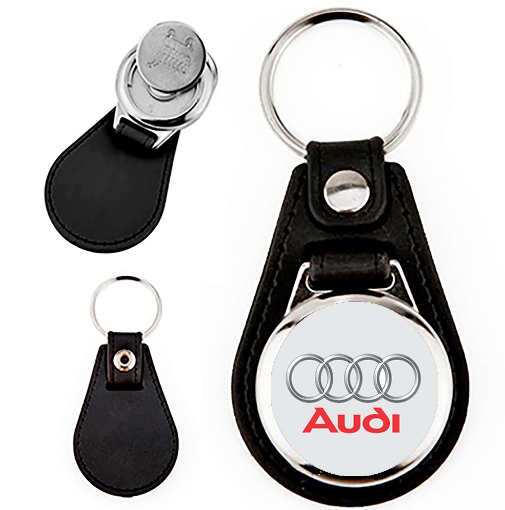 White Audi Key Ring With Shopping Cart Token Etsy