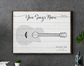 Custom Song Lyrics Guitar Art: Personalized Music Gift