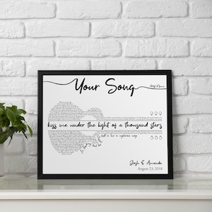 Custom Song Lyrics Guitar Wall Art, First Dance Song Wedding Gift For Husband Wife Paper Anniversary Poster Father's Day Gifts Wall Art