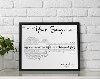 Testo personalizzato della canzone Chitarra Wall Art, Primo ballo Canzone Regalo di nozze per marito e moglie Carta Anniversario Poster Regali per la festa del papà Wall Art