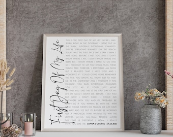 Personalized Song Lyrics Wall Art, First Anniversary Gift, Wedding Song Gift For Husband Wife Couple Birthday Mother's Day Gifts Wall Art
