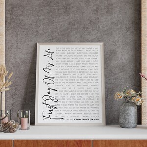 Personalized Song Lyrics Wall Art, First Anniversary Gift, Wedding Song Gift For Husband Wife Couple Birthday Mother&#39;s Day Gifts Wall Art