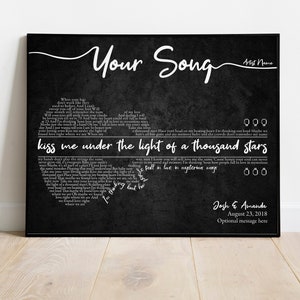 Custom Song Lyrics Guitar Wall Art Personalized Wedding Gift Anniversary Gift Guitar Lyrics Poster Canvas Gift for Husband Gift for Mom Dad