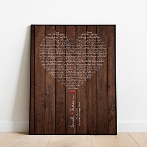 Custom Wedding Song Lyric Art Anniversary Gift for Him Custom Song Lyrics Wall Art Anniversary Gift for Wife Personalized Gifts for Couple
