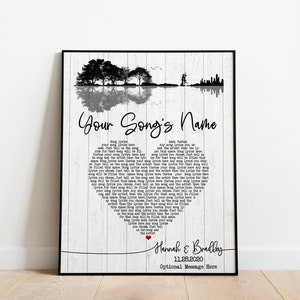 Custom Song Lyrics Wall Art, Anniversary Gift, First Dance Lyrics, Wedding Song Lyrics, Gift for Husband, Gift for Mom, Framed Song Lyrics