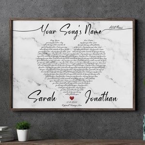 Song Poster, Song Lyrics Wall Art, Custom First Dance for Anniversary Gift, Personalized Wedding Song Gift Printable, Gifts for Mom Wife Dad
