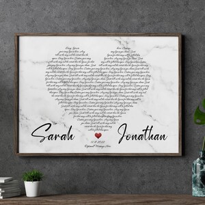 Custom Song Lyrics Wall Art Wedding Song Lyric Art Print Gift for Him Anniversary Gift for Wife Personalized Engagement Mother&#39;s Day Gifts