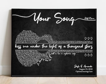 Custom Song Lyrics Guitar Wall Art Personalized Wedding Gift Anniversary Gift Guitar Lyrics Poster Canvas Gift for Husband Gift for Mom Dad