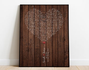 Custom Wedding Song Lyric Art Anniversary Gift for Him Custom Song Lyrics Wall Art Anniversary Gift for Wife Personalized Gifts for Couple