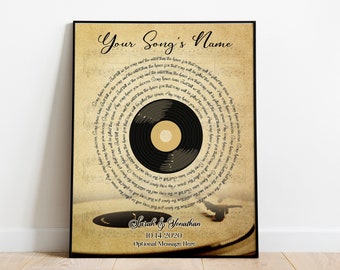 Custom Vinyl Lyrics Print: Personalized Music Poster