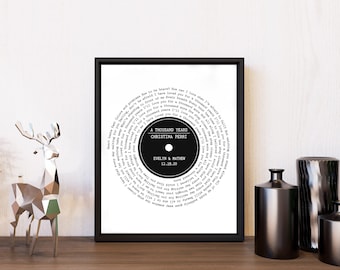 Custom Song Lyrics Wall Art, Custom First Dance Song Wedding Gift, Engagement Gift, Anniversary Gift Print Poster Canvas Mother's Day Gifts