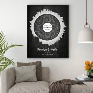 Custom Soundwave Vinyl Art Song Lyrics Print Personalized Wedding Gift 1st Anniversary Gift Music Lyric Gift Poster Canvas Mother&#39;s Day Gift