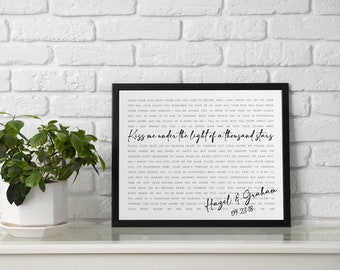 Wedding Gift Print, Custom Song Lyrics, First Dance 5th Anniversary Gift For Him Wife Husband Couples Mother's Day Gifts Song Decor Wall Art