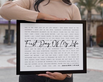Custom Wedding Song Lyric Poster Wall Art, Custom Wedding Anniversary Gift, 1st Anniversary Father's Day Mother's Day Gifts For Wife Husband