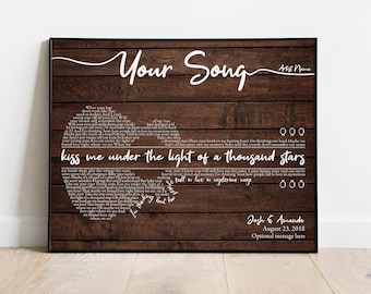 Guitar Art Gift For Dad, Custom Song Lyrics Wall Art, Music Poster Canvas, Wedding Anniversary Gift, Personalized Music Gift For Husband Dad
