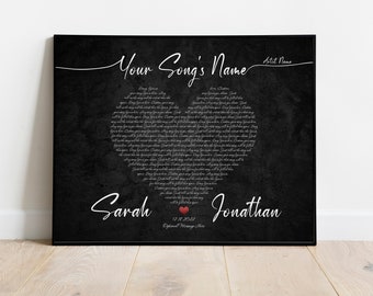 Hochzeit Song Lyric Kunst Jahrestag Geschenk für Ehemann Benutzerdefinierte Songtext Wandkunst Jahrestag Geschenk für Mama Papa Personalisierte Geschenke für Paar