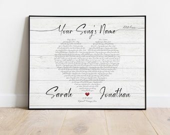 Wedding Song Lyric Art Anniversary Gift for Husband Custom Song Lyrics Wall Art Anniversary Gift for Mom Wife Personalized Gifts for Couples