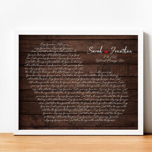 Custom Song Lyrics Wall Art, Framed Our First Dance Print , Wedding Song Gift, First Anniversary Gift, Wedding Memory On Frame Poster Canvas