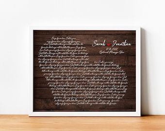 Custom Song Lyrics Wall Art, Framed Our First Dance Print , Wedding Song Gift, First Anniversary Gift, Wedding Memory On Frame Poster Canvas